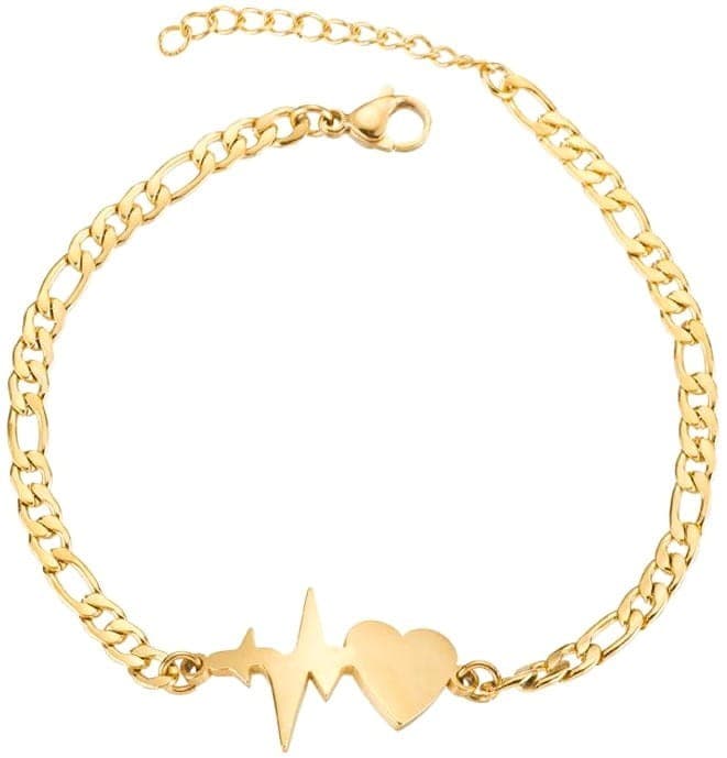 Bransoletka pozłacana Stal chirurgiczna serce tętno