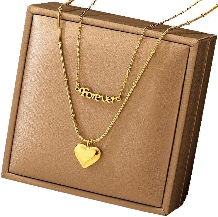Naszyjnik pozłacany Stal chirurgiczna serce Love Forever