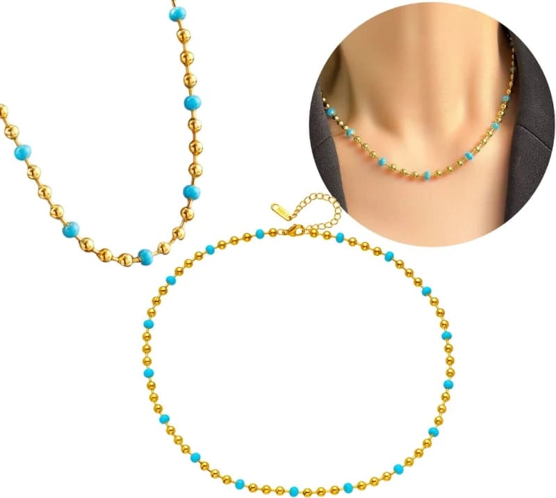 Naszyjnik złoty stal chirurgiczna elegancki