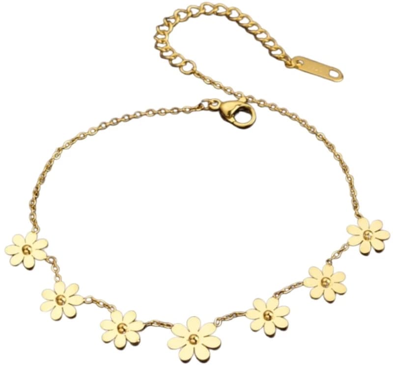 Bransoletka pozłacana Stal chirurgiczna złota kwiatuszki