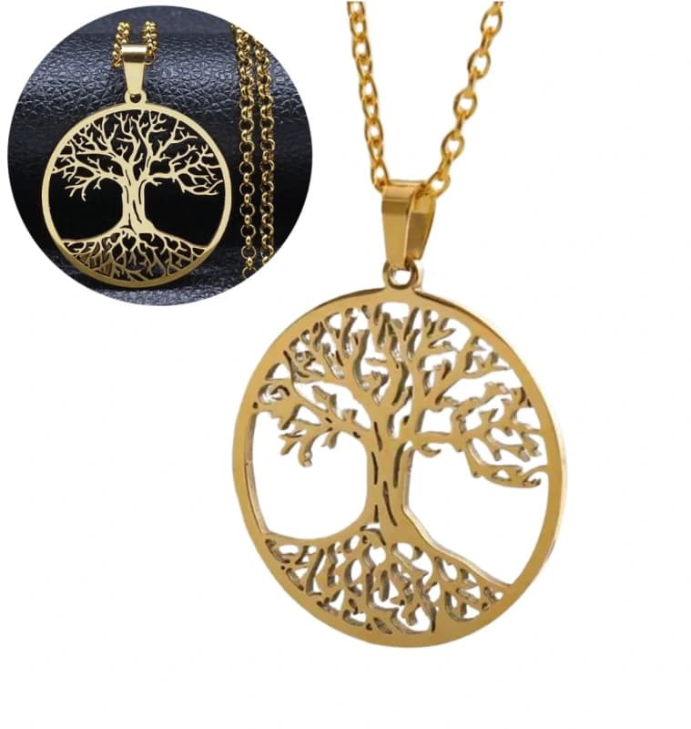 Naszyjnik wisiorek stal chirurgiczna z drzewko szczęścia