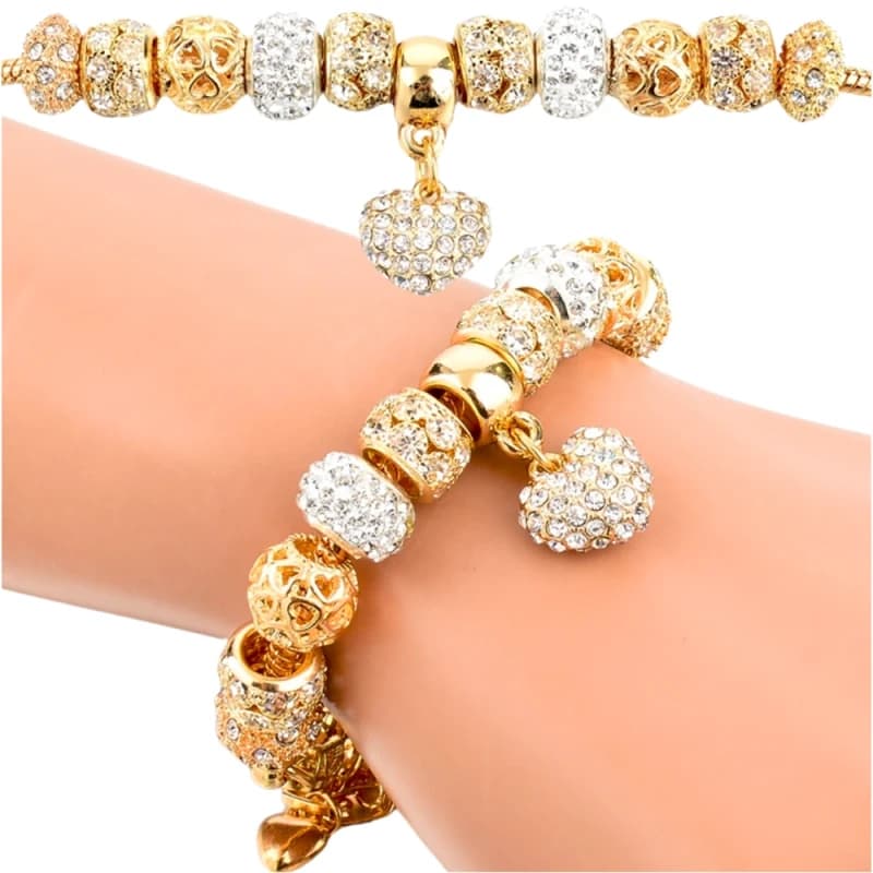 Bransoletka modułowa charms złota serduszko gold