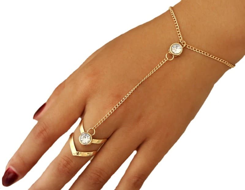 Bransoletka i pierścionek w jednym Punk złoty styl retro